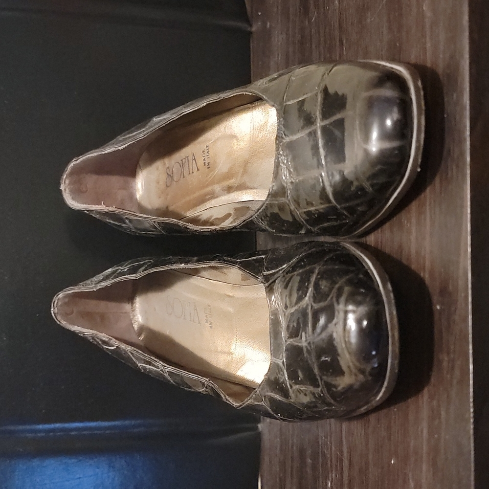 Sofia Brown Faux Alligator Heels